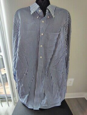 L.L. Bean Men's Trim Fit Wrinkle-Resistant Striped Button Down Shirt - Large